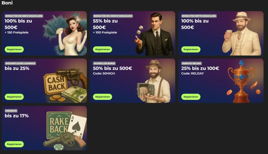 Capospin Casino Bonusübersicht mit Einzahlungsbonus Cashback und Reload Bonus